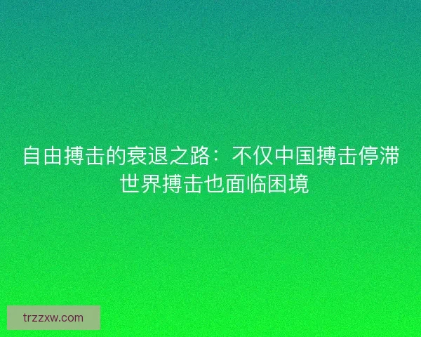 自由搏击的衰退之路：不仅中国搏击停滞 世界搏击也面临困境