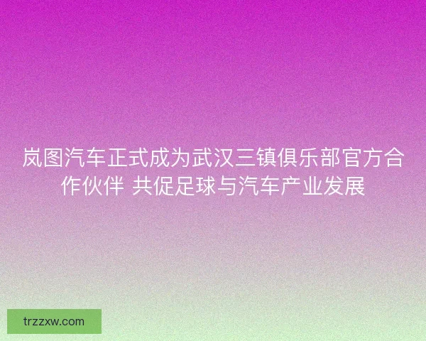 岚图汽车正式成为武汉三镇俱乐部官方合作伙伴 共促足球与汽车产业发展