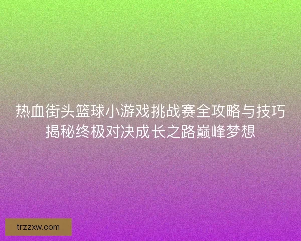 热血街头篮球小游戏挑战赛全攻略与技巧揭秘终极对决成长之路巅峰梦想