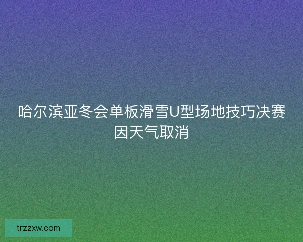 哈尔滨亚冬会单板滑雪U型场地技巧决赛因天气取消