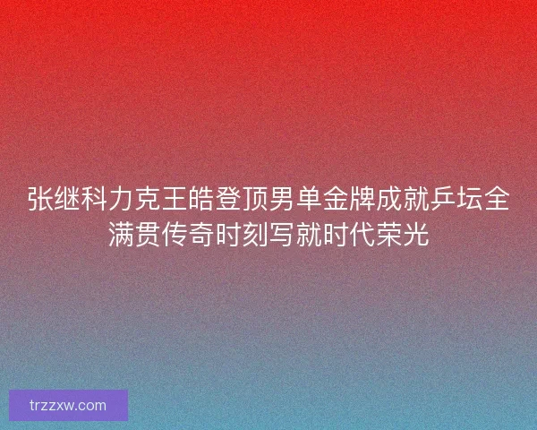 张继科力克王皓登顶男单金牌成就乒坛全满贯传奇时刻写就时代荣光