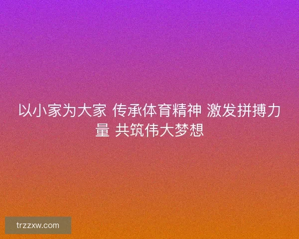 以小家为大家 传承体育精神 激发拼搏力量 共筑伟大梦想