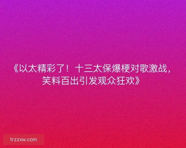 《以太精彩了！十三太保爆梗对歌激战，笑料百出引发观众狂欢》